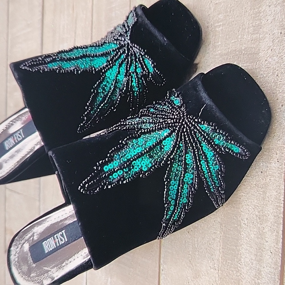 IRON FIST MARY JANE SLIDE HEEL BLACK SIZE 7 - Picture 4 of 15